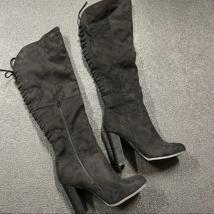 4 inch over the knee suede black boots size 7.5